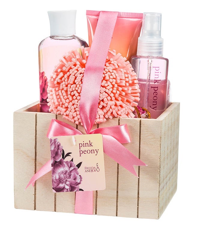Pink Peony Spa Gift Set in Plant Box